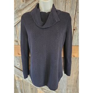 Talbots size medium chunky knit black sweater tunic EUC winter minimalist grunge